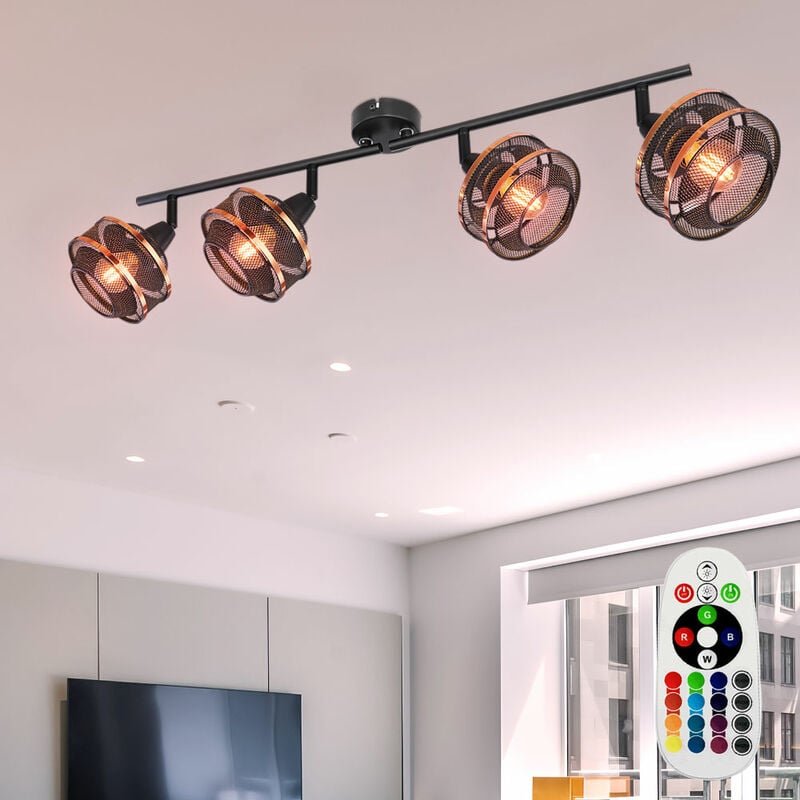 Etc-shop - Deckenstrahler dimmbar mit Fernbedienung Wohnzimmerlampe Spotleiste Deckenleuchte, verstellbare Spots, rgb le...