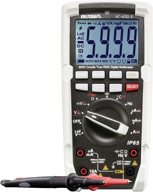 VC-450 e Hand-Multimeter digital Strahlwassergeschützt (IP65) cat iii 1000 v, cat iv 600 - Voltcraft