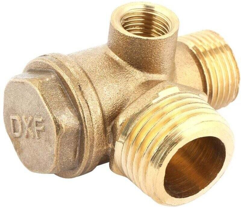 KZQ - 3-Port Messing Luftkompressor Außengewinde Rückschlagventil Rohrverbinder Werkzeug