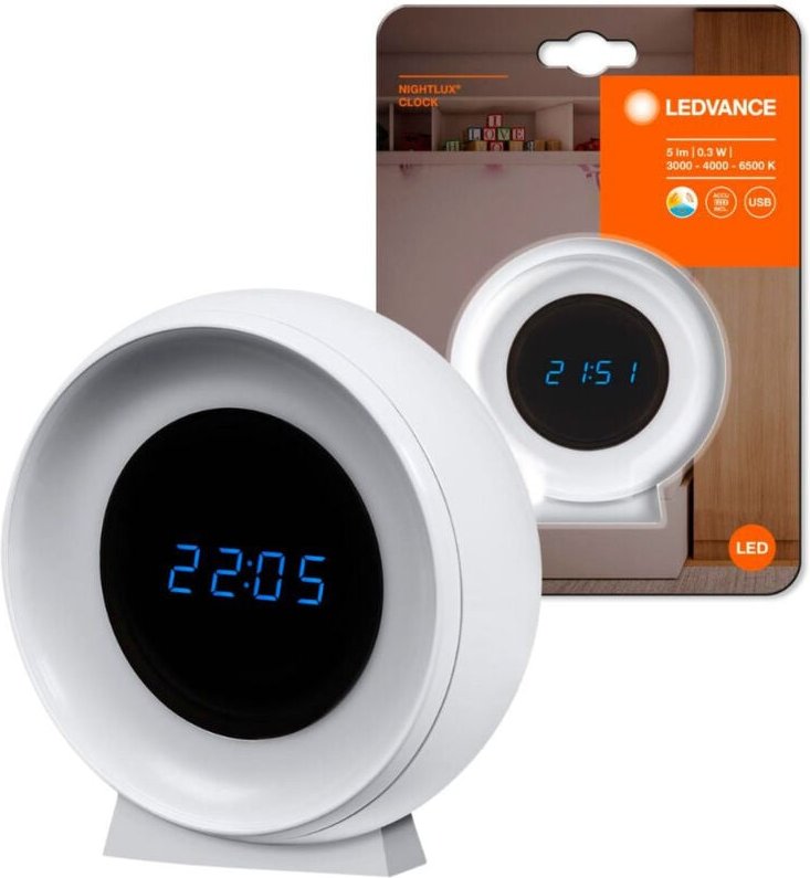 Ledvance - nightlux clock 4058075757721 Nachtlicht Rund Warmweiß bis Kaltweiß Weiß