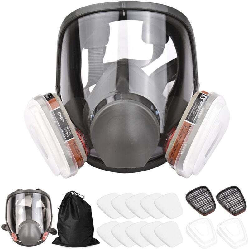 Vollgesichtsschutzmaske 6800 16 in 1 – 1 Maske + 2 Filterpatronen + 10 Baumwollfilter – Silikondichtung – Für den Umgang...