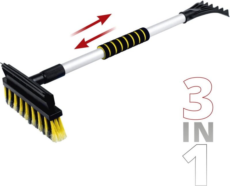 Schneebürste und Eiskratzer 3in1, Auto-Eisschaber mit Schneebesen und Gummilippe teleskopierbar 60-90 cm