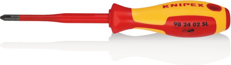 Knipex - 98 24 02 sl Schraubendreher (Slim) für Kreuzschlitzschrauben Phillips® isolierender Mehrkomponenten-Griff, VDE-...