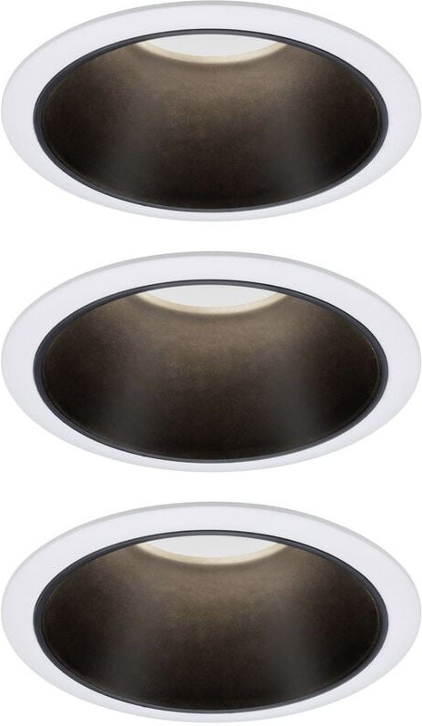 Paulmann 93402 Cole Coin Einbauleuchte 3er Set led 6 w Weiß, Schwarz
