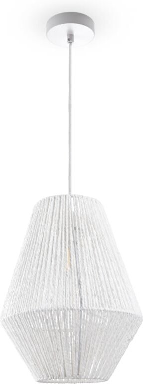 Pendelleuchte Esstisch Hängelampe Esszimmer Lampe E27 Papier Boho Rattan Pendelleuchte - Weiß, Weiß (Ø30cm) - Paco Home