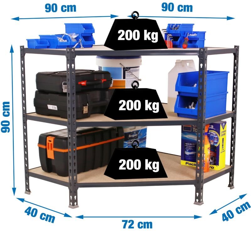 Simonrack Eckregal robust aus anthrazitfarbenem Metall