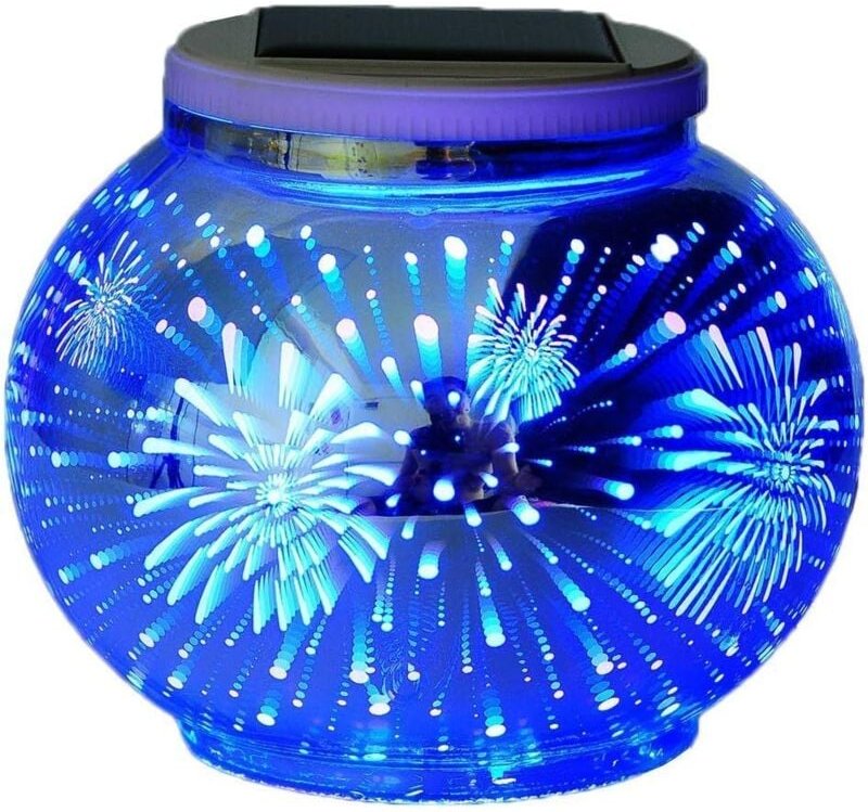 3D Solarlampe Nachtlicht, Glaskugel RGB Solarlampe Laterne Tischlampe Garten Atmosphäre Dekor Beleuchtung Baby Kinderzim...