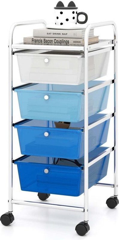 Rollwagen mit 4 schubladen und herausnehmbaren behaltern