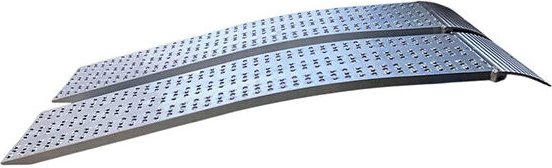 Auffahrschiene gebogen 2000mm, Breite 200mm, Ladehöhe 445-577mm, bis 580kg Traglast mit Achsenabstand 1250mm, als Stückw...