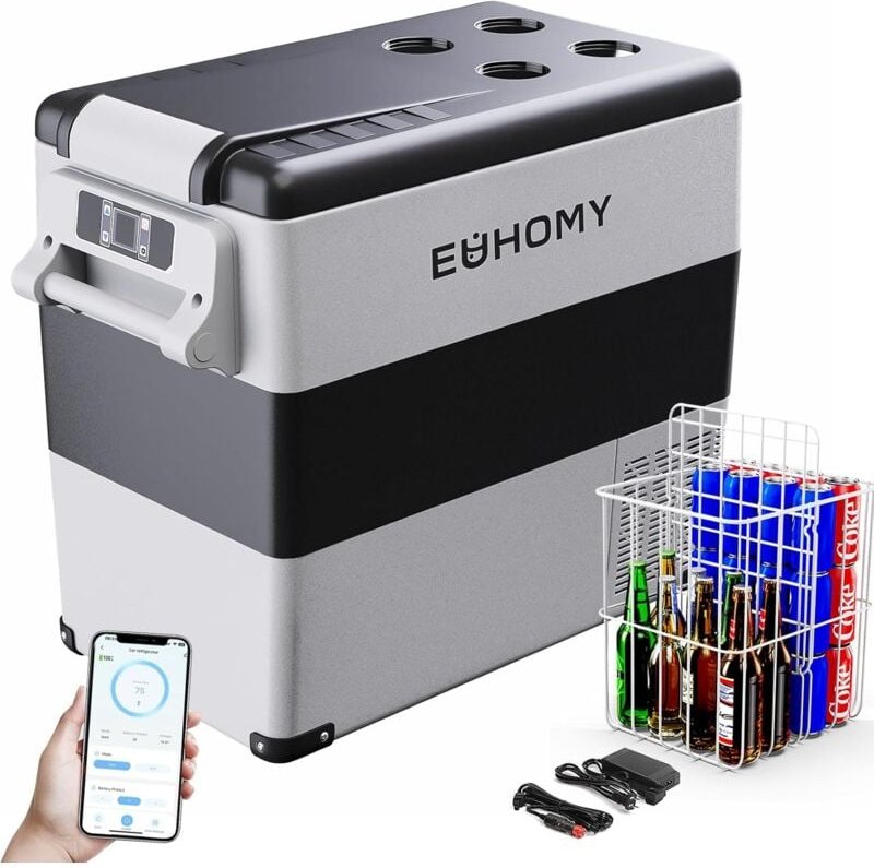 EUHOMY Kompressor Kühlbox 55L, Kühlbox Auto Kompressor mit 12/24V DC & 240V AC, tragbarer Kühlschrank Gefrierschrank Küh...