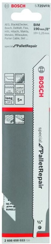 FP - Bosch Accessories 2608658033 Säbelsägeblatt s 725 vfr, Special for Pallet Repair, 5er-Pack 1 St.