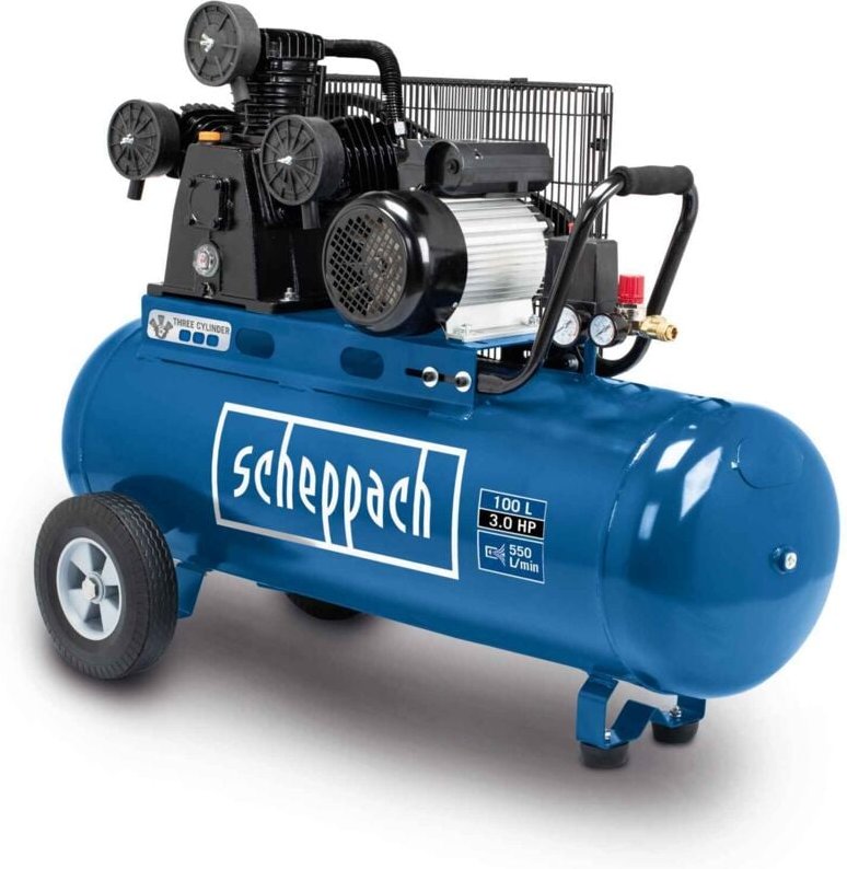 Kompressor HC550TC 400V Scheppach - 10bar 100L 4PS 550L/min Ansaugleistung Fahrvorrichtung