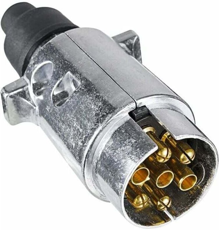 Conector de remolque metálico de 7 pines, 12 V, impermeable, macho, para caravana, autocaravana, coche, barco (aleación ...