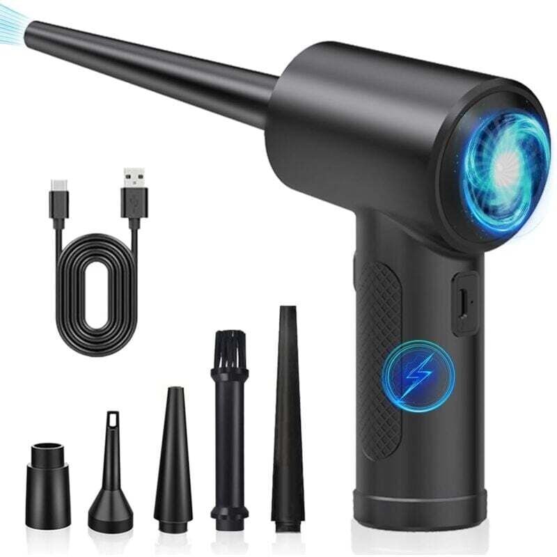 Ulisem Druckluftgebläse 3 Geschwindigkeiten PC-Gebläse - Autogebläse 6000 mAh Akku, Trockenluftstaubwedel zur PC-Reinigu...