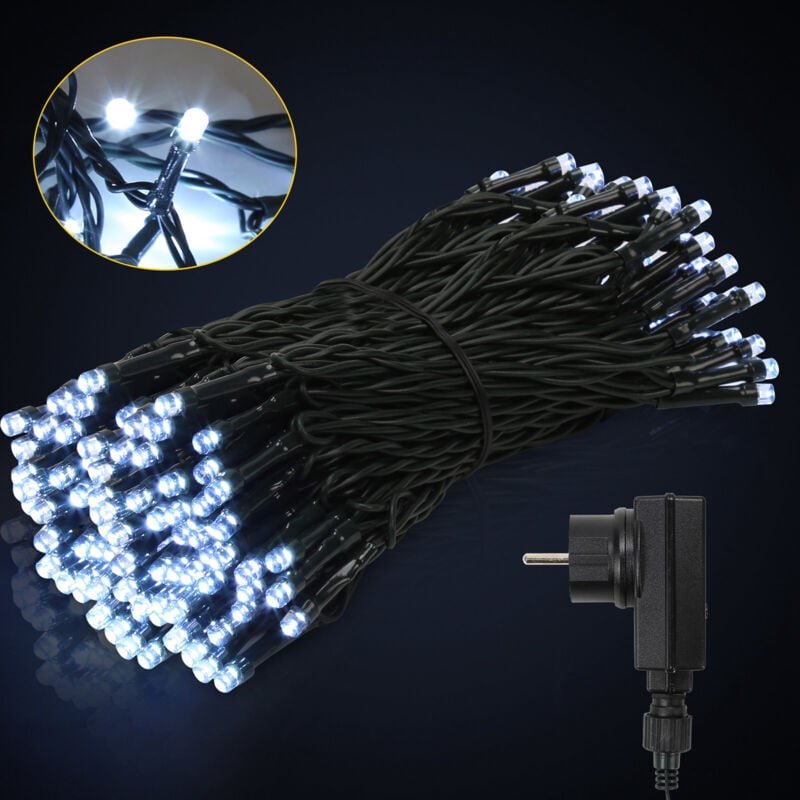 10M 100 led Lichterkette 8 Lichtmodi Wasserdicht Party Garten Beleuchtung Innen Außen Weihnachten Hochzeit Deko Kaltweiß...