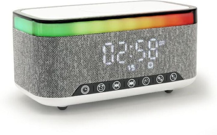 Thumbnail - Jalleria - Kabellose Ladelampe, multifunktionales RGB-Nachtlicht, kabellose Ladestation, Bluetooth-Lautsprecher, digital...