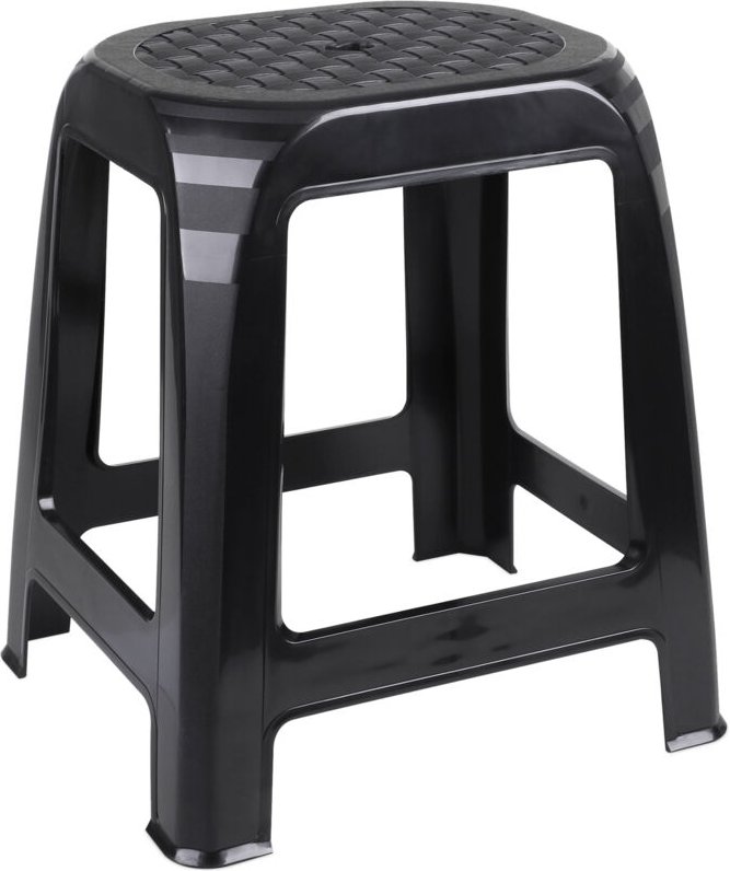 Thumbnail - Kunststoff Tritthocker schwarz Belastbarkeit bis 120 kg - 46 x 41 cm - Küchen und Badezimmer Hocker hoch - Sitzhocker Ha...