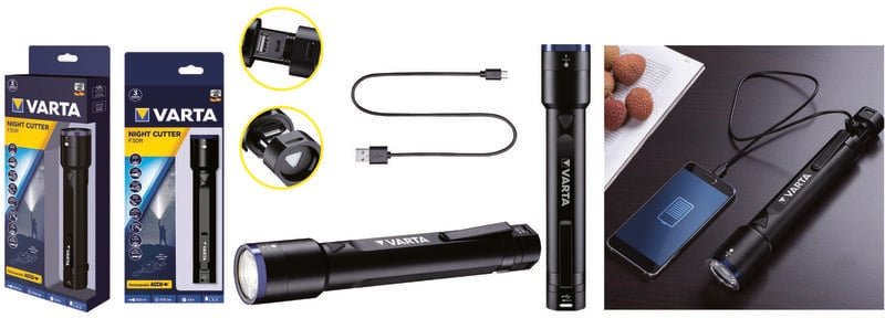 LED-Taschenlampe Night Cutter F30R, 700 lm, Akku, Powerbank - Varta