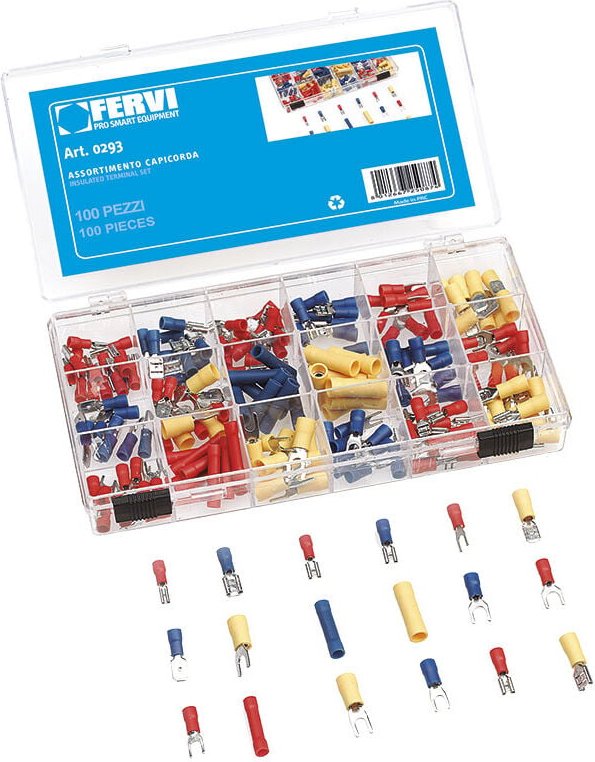 200 tlg kabelschuhe quetschverbinder steckverbinder sortiment Fervi 0293