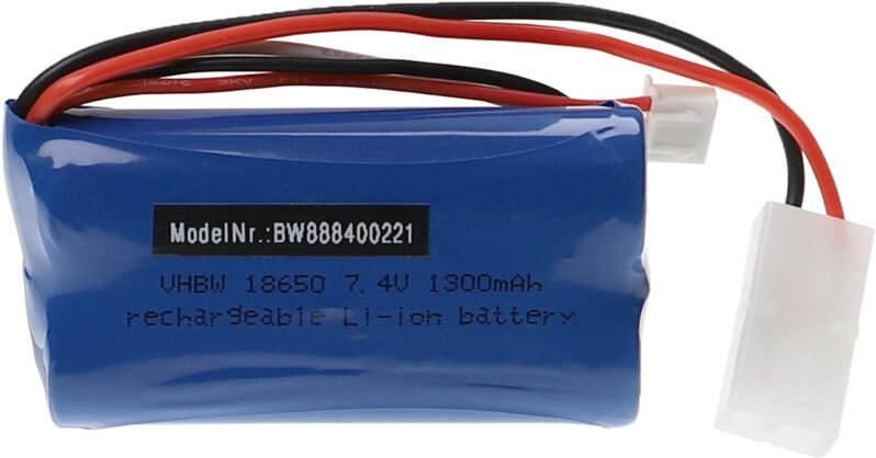 Vhbw - Akku für Modellbau z.B. Racing Car, Helikopter, Flugzeug (1300mAh, 7,4V, Li-Ion, 71 x 36,5 x 19 mm)