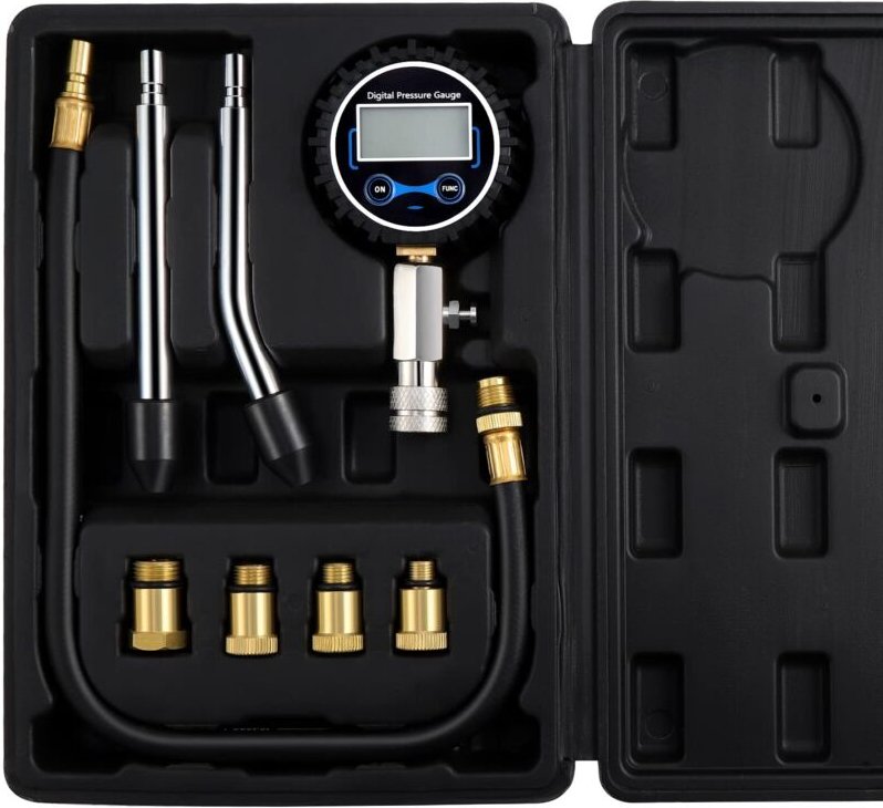 Kompressionsprüfer, Automotive Kompressionsprüfer-Set, Motor-Kompressionsmessgerät, Benzinmotor-Diagnosewerkzeug mit Man...