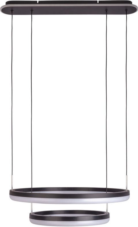 Naeve CIRCULO Dimmbare LED-Doppelring-Pendelleuchte, Deckenleuchte, Schwarz, 2900–6000 K, Fernbedienung