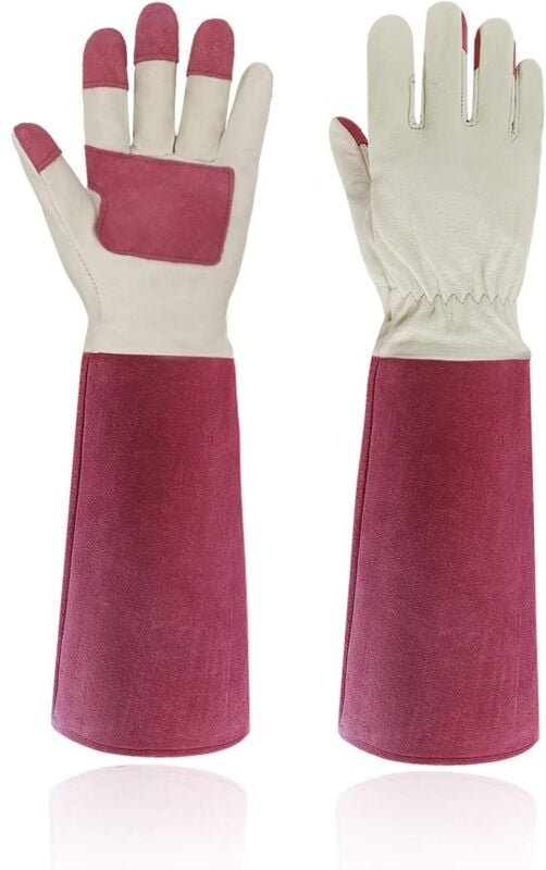 Gartenhandschuhe zum Rosenschneiden für Männer und Frauen, lange, dornensichere Handschuhe, Schweinsleder – atmungsaktiv...