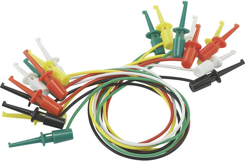 Voltcraft - Messleitungs-Set Abgreifklemmen Abgreifklemmen 0.28 m Schwarz, Rot, Grün, Gelb, Weiß 1 Se