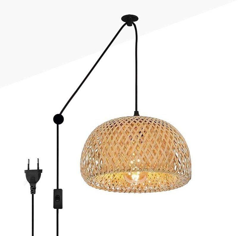 Hängeleuchte yonna Korblampe mit Schalter und Stecker