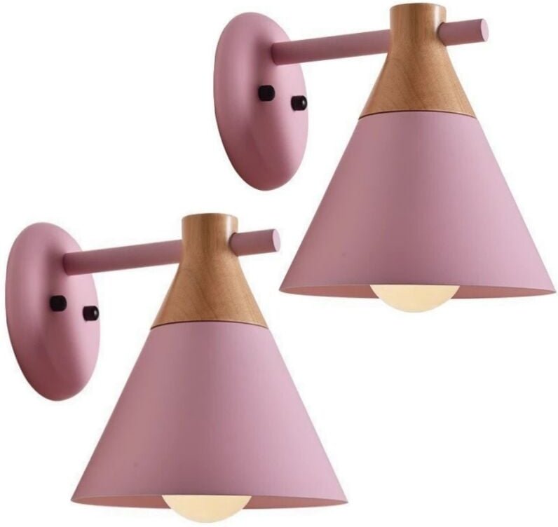 Moderne Industrielle Wandlampe Holz Metall Wandleuchte Rosa Innen Wandbeleuchtung für Café Küche Bar 2 Stücke