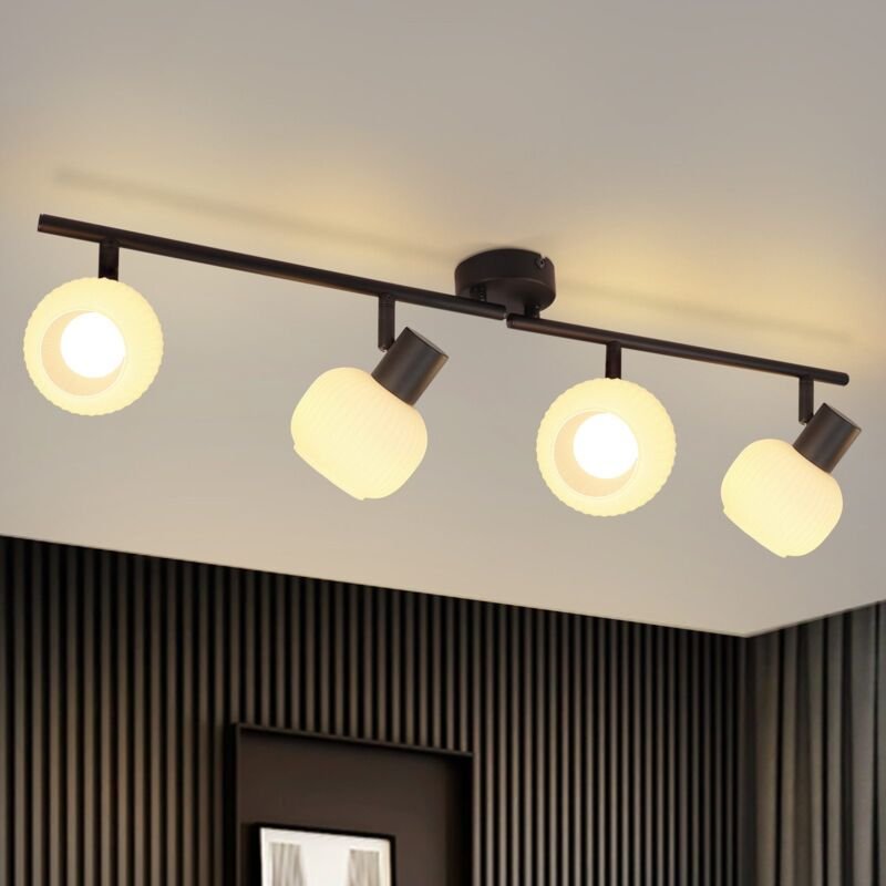 Deckenstrahler 4 Flammig Gbly Deckenleuchte Flur - Deckenlampe Weiß Strahler Innen Vintage Glas Deckenspots Morden E14 D...