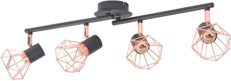 Deckenleuchte mit 4 Strahlern E14 Schwarz und Kupfer Vidaxl