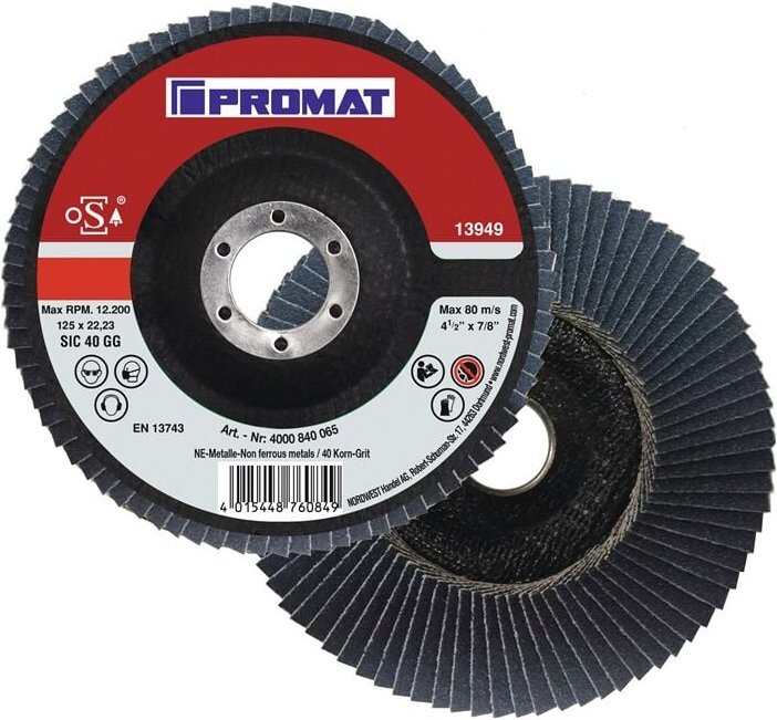 Promat - Fächerscheibe d. 125 mm Körnung 40 gekröpft Aluminium Siliciumcarbid