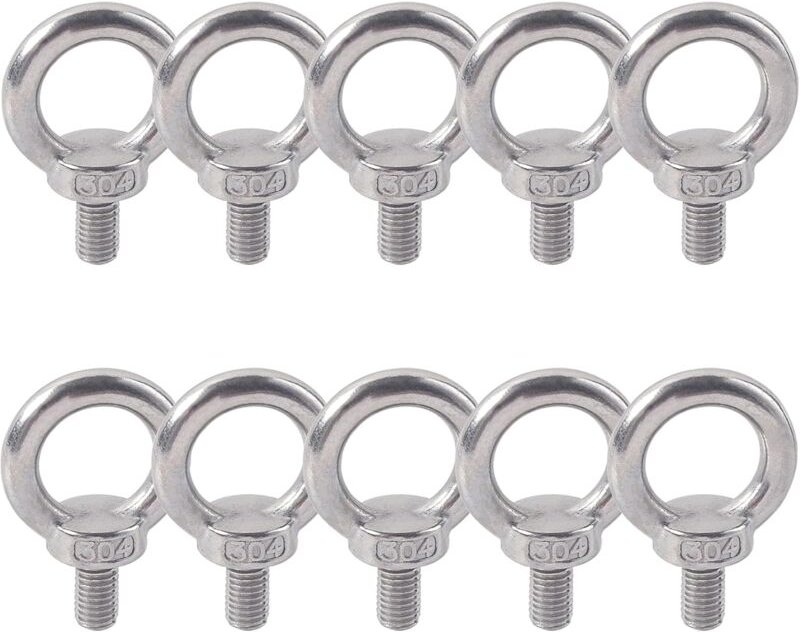 Aougo - Hebering 304 Edelstahl Außengewinde Augenschraube M5X10 Bolzenschraube Maschinen Schulterhebe Marine Gewichtssch...