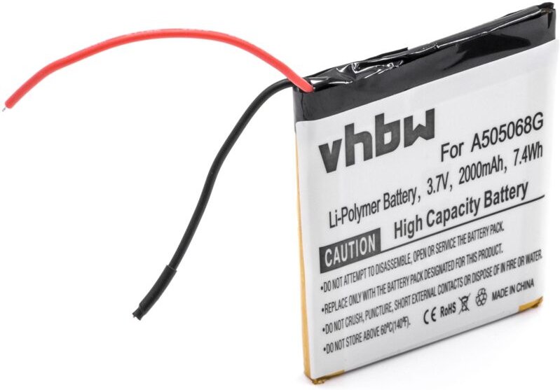 Vhbw - Akku Ersatz für Navgear 100618 E100602-BU50-1-R, A505068G für gps Navigation Navi (2000mAh, 3,7V, Li-Polymer)