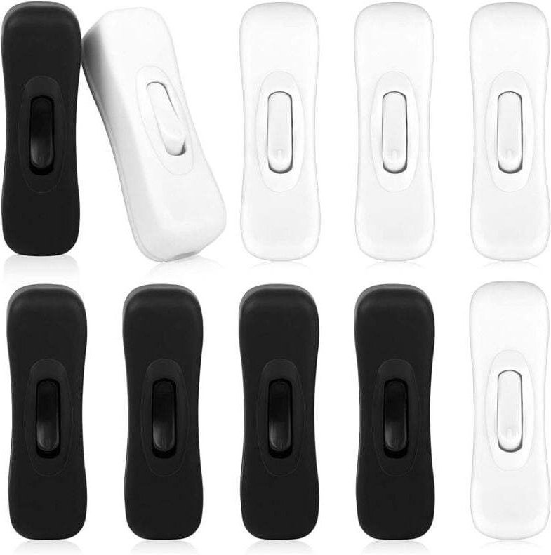 ZVD - 10er-Pack Zwischenschalter, Lampenschalter, Schnurschalter, 2 a, schwarzer Inline-Schalter, Schnurschalter, weißer...