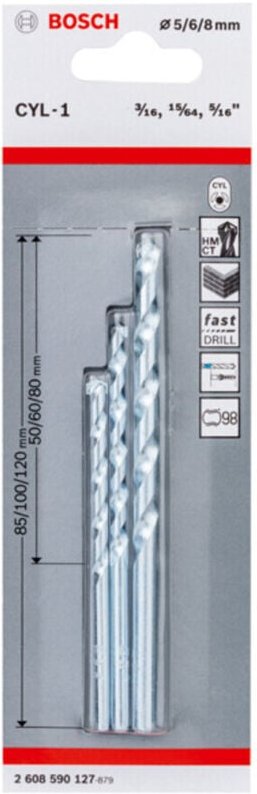 Bosch CYL-1 Steinbohrer-Set 3tlg. 5/6/8 mm - 2608590127