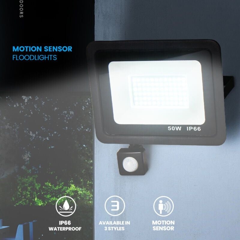 XVX Mascot 2-teiliger LED-Flutlicht-Bewegungssensor 50 W, 5000 lm LED-Außenstrahler, wasserdichter IP66-LED-Außenstrahle...
