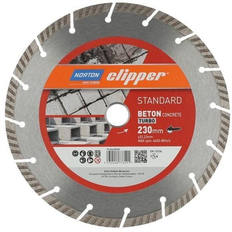 FP - Diamanttrennscheibe Standard Beton Turbo ø 230 mm Segmenthöhe 9 mm Segmentbreite 3,4 mm Bohrung 22,23 mm