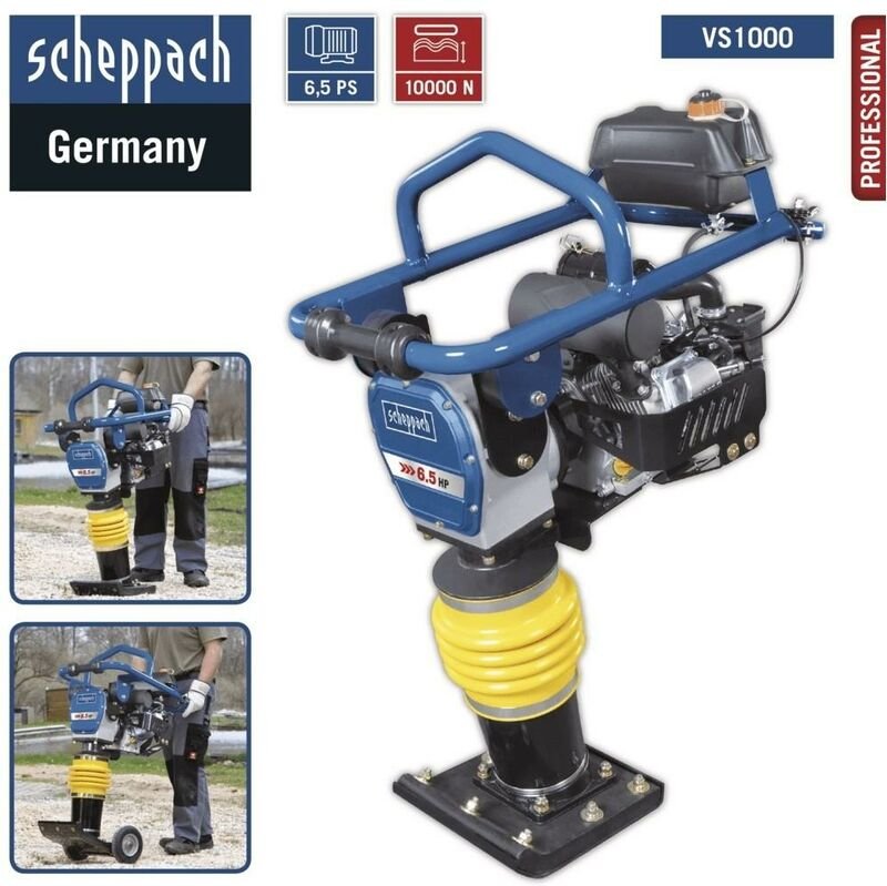 Thumbnail - Vibrationsstampfer VS1000 Scheppach Vibrationsplatte Verdichter 5,7 ps Leistung 10000 j Schlagkraft 60 cm Verdichtungsti...