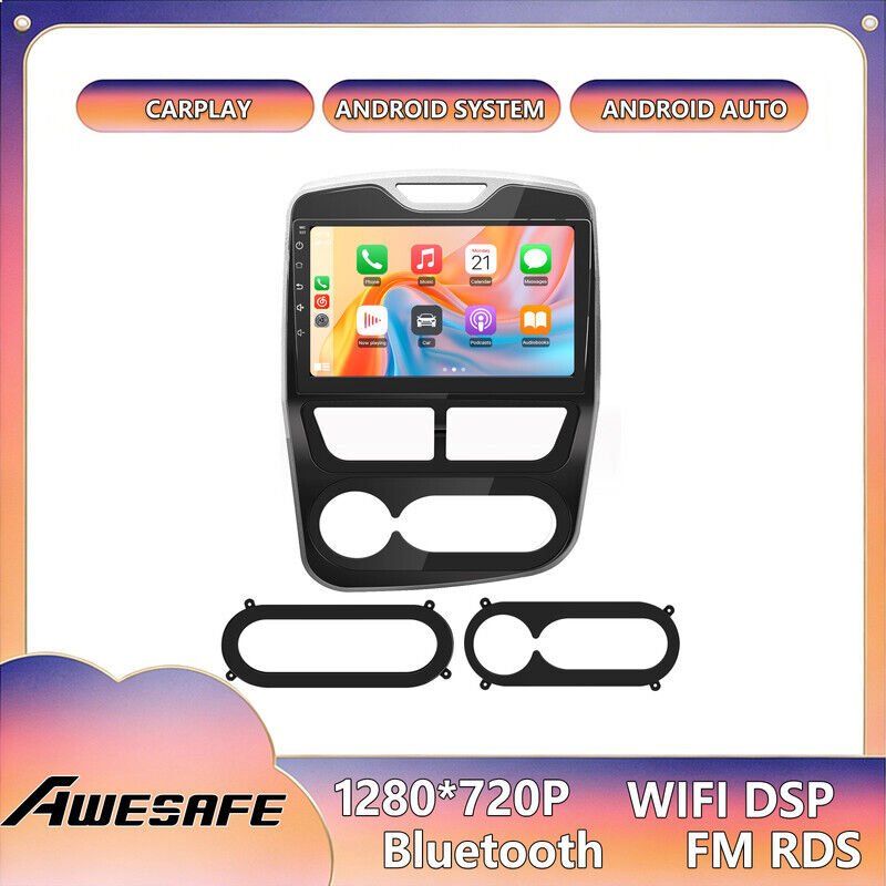 AWESAFE Autoradio Android 13 für Renault Clio 4 (2012–2016) 4GB+64GB 10'' Touchscreen CarPlay Android Auto GPS Bluetooth
