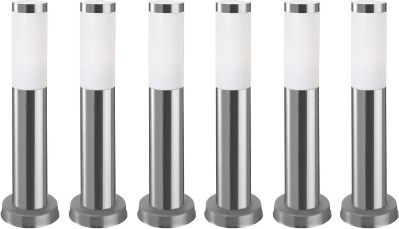 Koral (6 uds) Baliza Exterior de Jardín Resistente al Agua IP55. Poste de Luz. Lámpara Bolardo de Acero Inoxidable 23W.