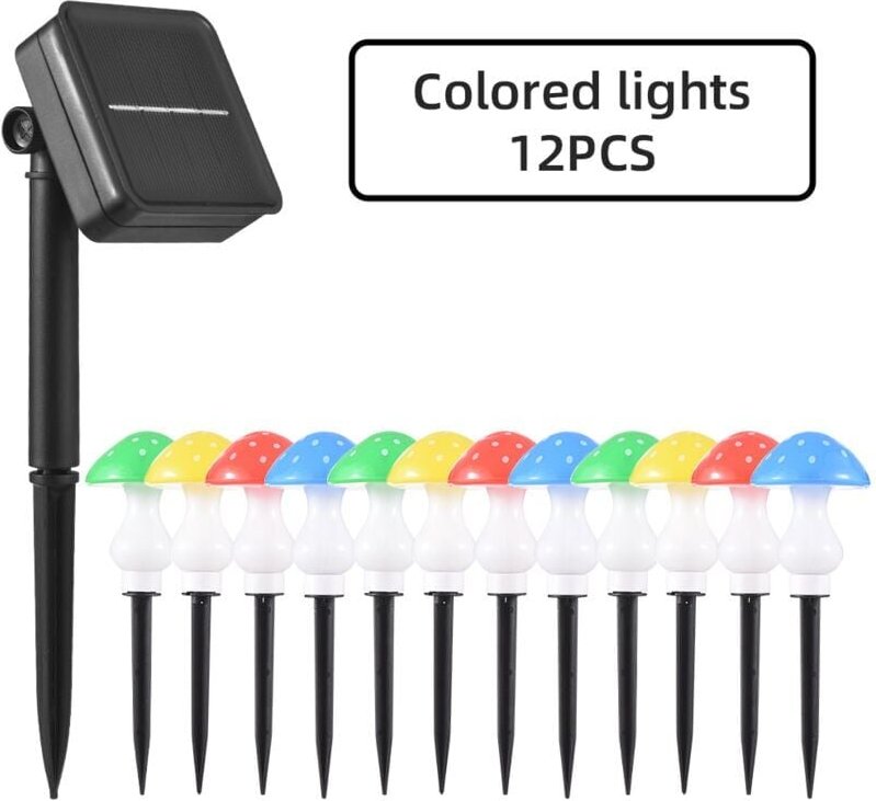 Thumbnail - SNQ - 12 led Solar Pilz Lichter 8 Modi IP65 Farben Garten
