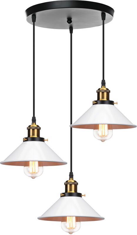 Pendelleuchte 3 Flammig Hängelampe mit Ø22cm Regenschirm Lampenschirm Edison Eisen Art Lampe Edison für Loft Esszimmer W...