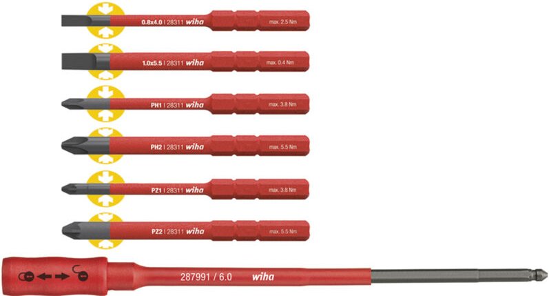 Bit Set slimBit electric mit slimBit Halter i 7-tlg i VDE-zugelassen i ideal für Elektriker i gemischtes Set (36079) - W...