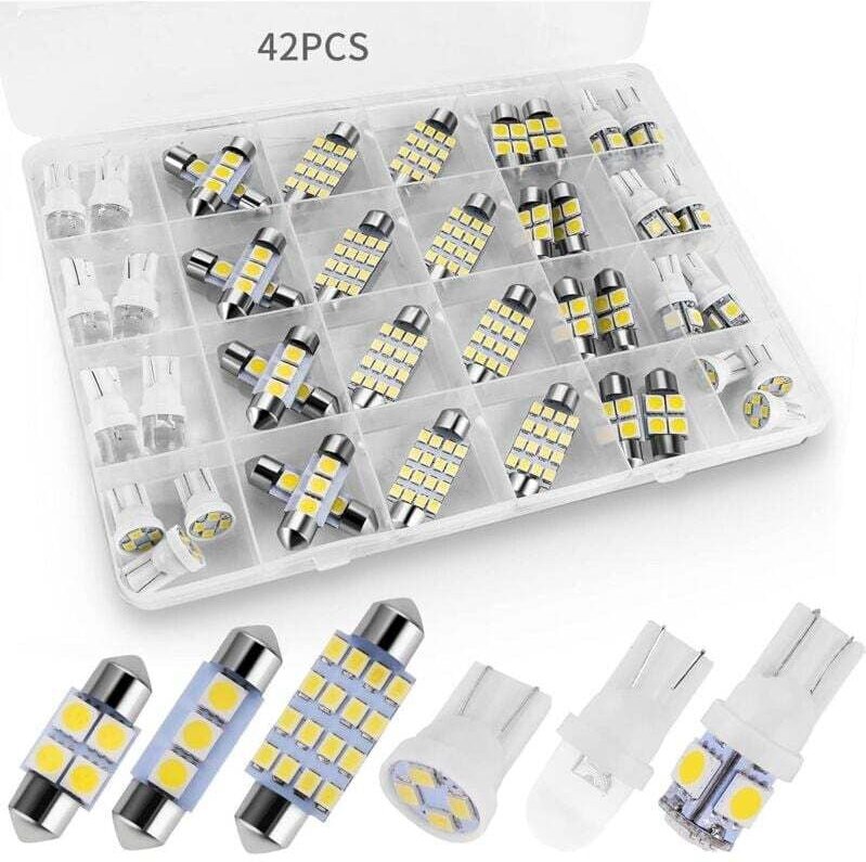 Kit de 42 ampoules LED blanches ultra-lumineuses pour feux arrière de cabine automobile, DE3175 T10 31 mm 41 mm, 194 LED...