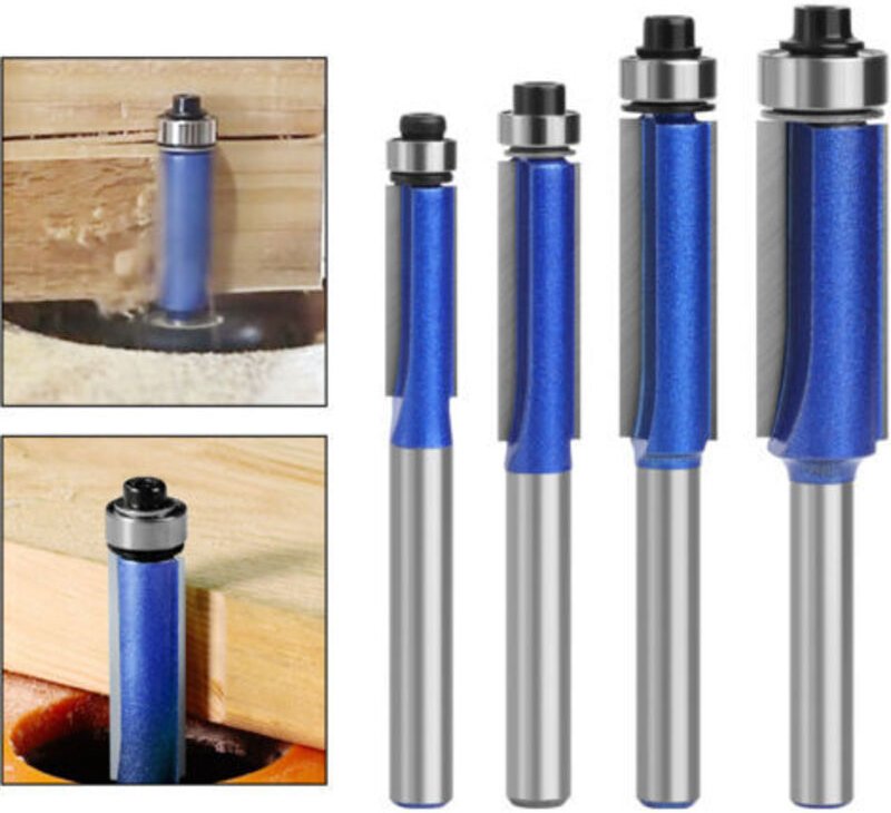 Satz von 4 Holzfräsern mit 6 mm Schaft und Oberlagerfräser für DIY-Holzbearbeitung