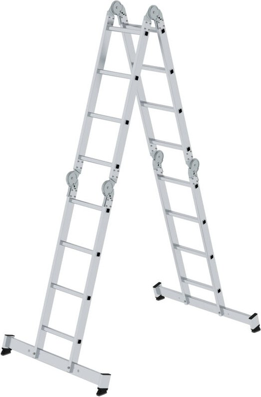 Vielzweckleiter 4tlg. mit nivello-Traverse 4 x 4 Sprossen - 011111 - Günzburger Steigtechnik