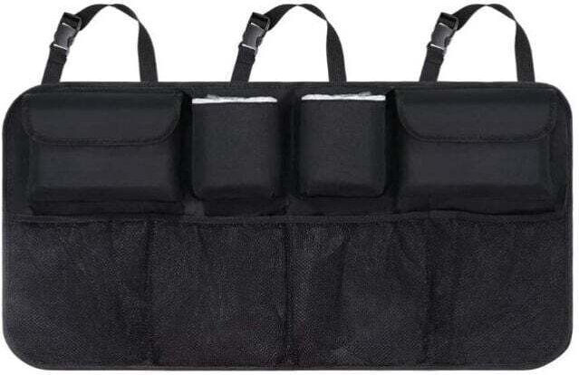 Netz-Kofferraum-Organizer mit 8 Taschen, verstellbarem Gurt und 3 Befestigungsgurten, Kinder-Auto-Organizer, geeignet fü...