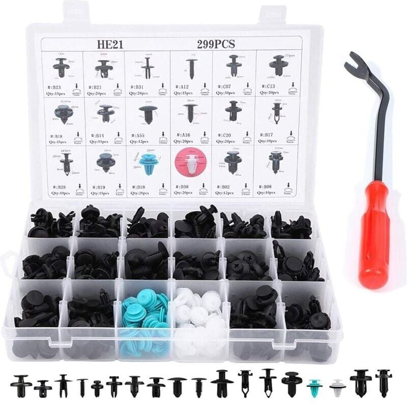 Ymyny - 299 Stück - Auto-Innenverkleidungsclips - Innenraumclips - Auto-Innenraumclips - Autoclips - Innenraumclips